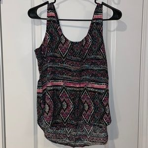 Zipper Back Patterned Tank